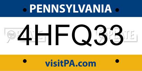 4HFQ33 Pennsylvania License Plate