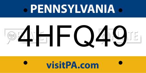 4HFQ49 Pennsylvania License Plate