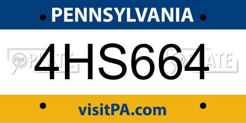 4HS664 Pennsylvania License Plate