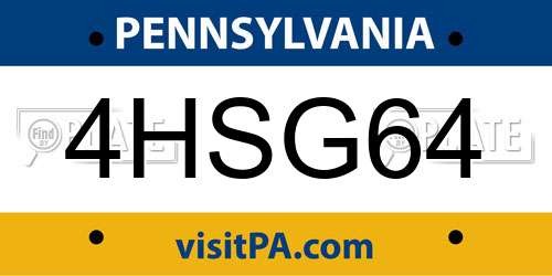 4HSG64 Pennsylvania License Plate