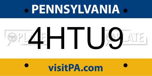 4HTU9 Pennsylvania License Plate