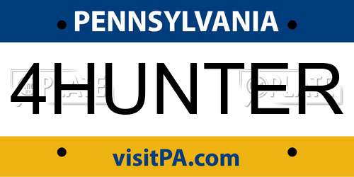 4HUNTER Pennsylvania License Plate