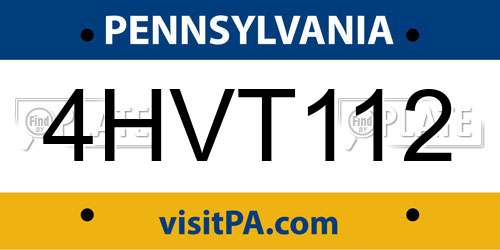 4HVT112 Pennsylvania License Plate