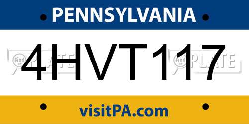 4HVT117 Pennsylvania License Plate