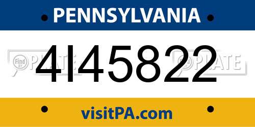 4I45822 Pennsylvania License Plate
