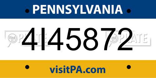 4I45872 Pennsylvania License Plate