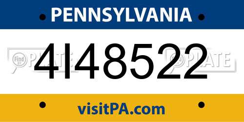 4I48522 Pennsylvania License Plate