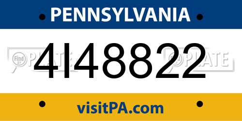 4I48822 Pennsylvania License Plate