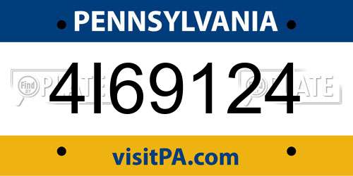 4I69124 Pennsylvania License Plate