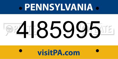 4I85995 Pennsylvania License Plate