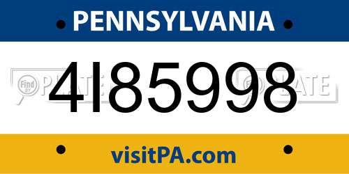 4I85998 Pennsylvania License Plate