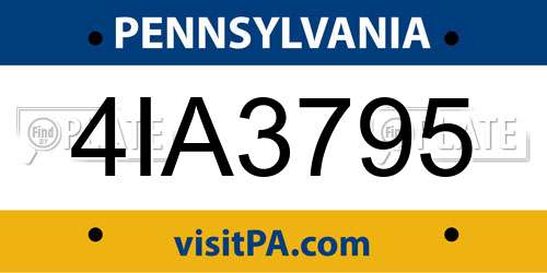 4IA3795 Pennsylvania License Plate