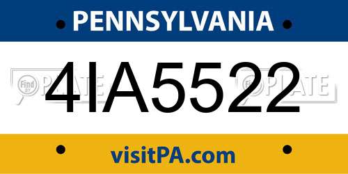4IA5522 Pennsylvania License Plate