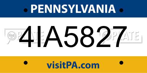 4IA5827 Pennsylvania License Plate