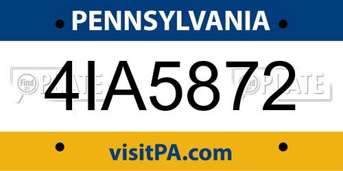 4IA5872 Pennsylvania License Plate