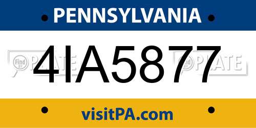 4IA5877 Pennsylvania License Plate