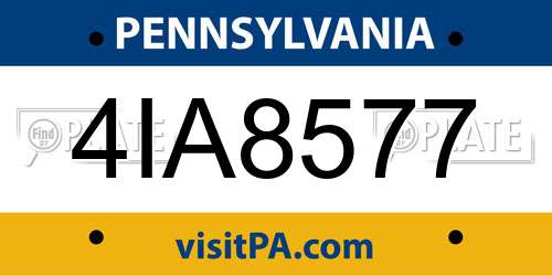 4IA8577 Pennsylvania License Plate