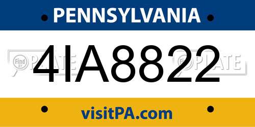 4IA8822 Pennsylvania License Plate