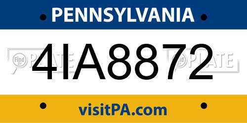 4IA8872 Pennsylvania License Plate