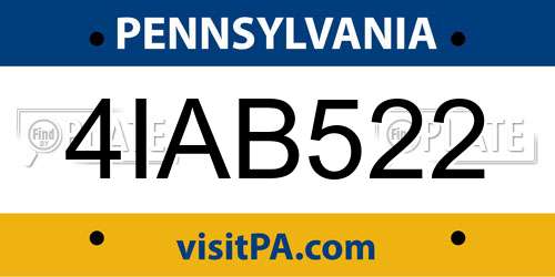 4IAB522 Pennsylvania License Plate