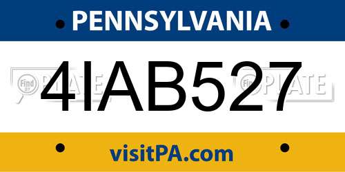 4IAB527 Pennsylvania License Plate