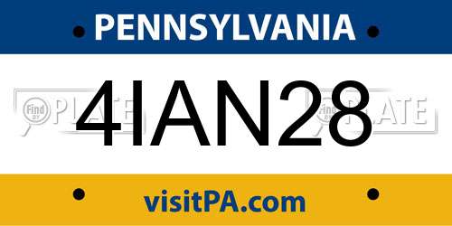 4IAN28 Pennsylvania License Plate