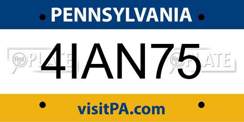 4IAN75 Pennsylvania License Plate