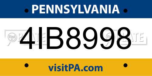 4IB8998 Pennsylvania License Plate