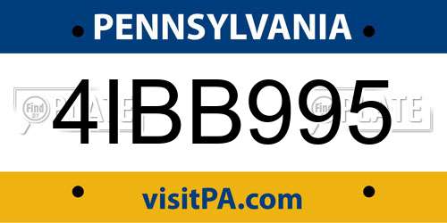 4IBB995 Pennsylvania License Plate