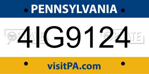 4IG9124 Pennsylvania License Plate