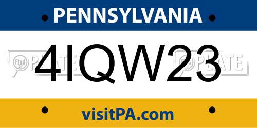 4IQW23 Pennsylvania License Plate