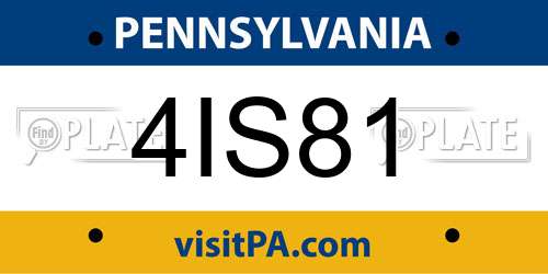 4IS81 Pennsylvania License Plate