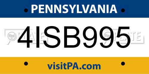 4ISB995 Pennsylvania License Plate