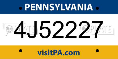 4J52227 Pennsylvania License Plate