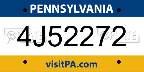 4J52272 Pennsylvania License Plate