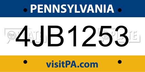 4JB1253 Pennsylvania License Plate