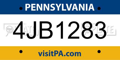 4JB1283 Pennsylvania License Plate