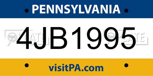 4JB1995 Pennsylvania License Plate
