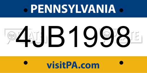 4JB1998 Pennsylvania License Plate