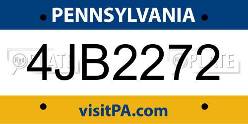 4JB2272 Pennsylvania License Plate