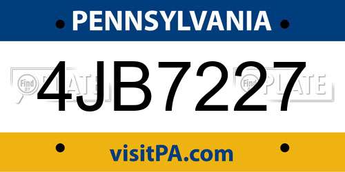 4JB7227 Pennsylvania License Plate