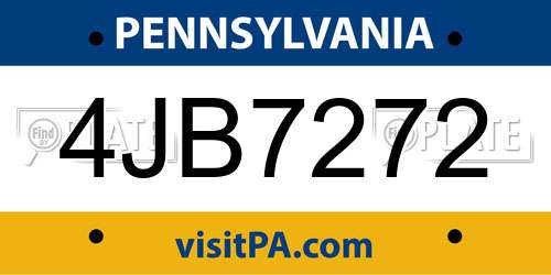 4JB7272 Pennsylvania License Plate