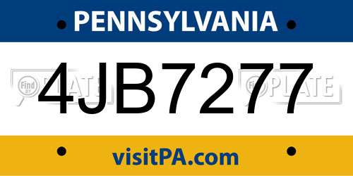 4JB7277 Pennsylvania License Plate