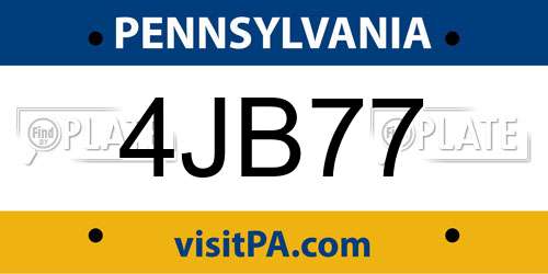4JB77 Pennsylvania License Plate