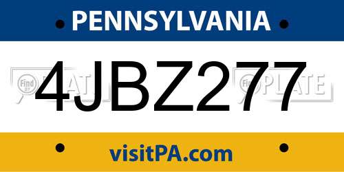 4JBZ277 Pennsylvania License Plate