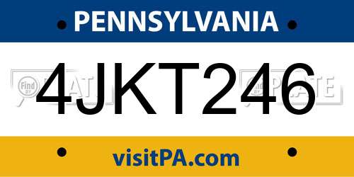 4JKT246 Pennsylvania License Plate