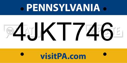 4JKT746 Pennsylvania License Plate