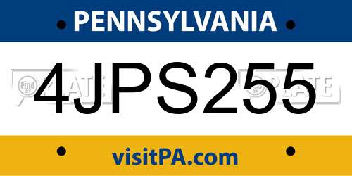 4JPS255 Pennsylvania License Plate