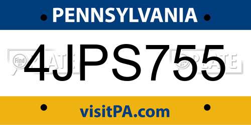 4JPS755 Pennsylvania License Plate