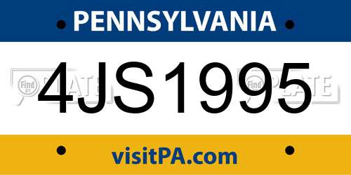 4JS1995 Pennsylvania License Plate